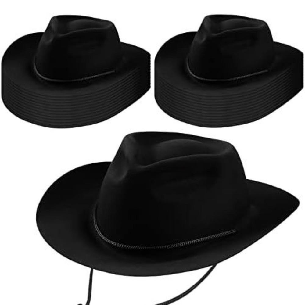 20 Plastic felt disposable Black Cowboy Hats